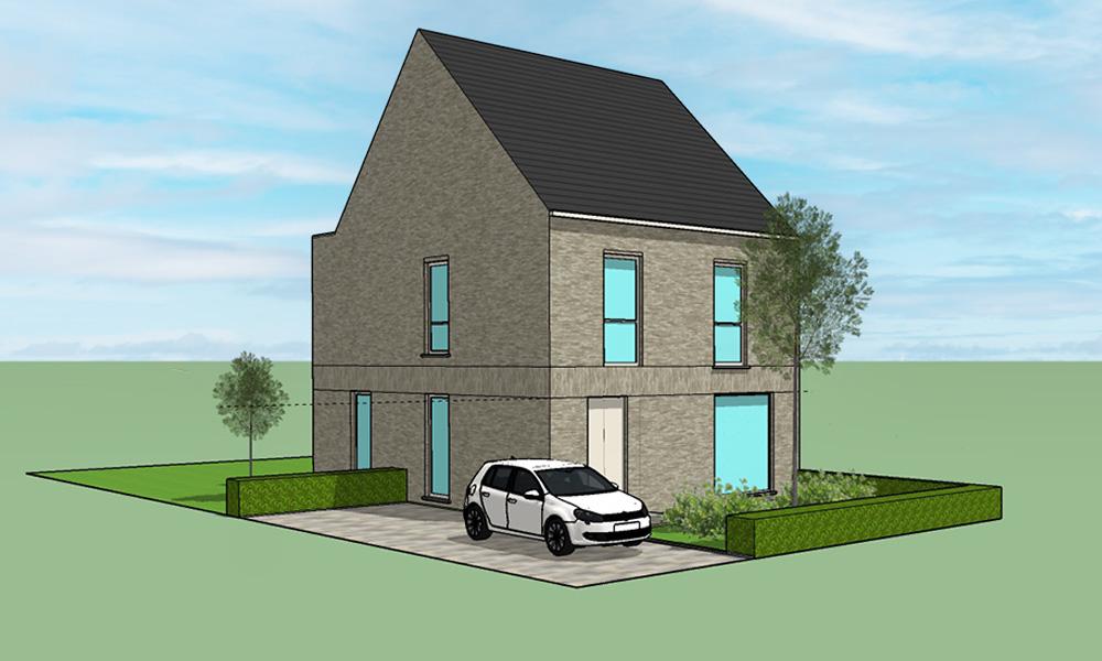 Nieuwbouwproject Mariekerke (2880) - Weertstraat: Halfopen bebouwing 