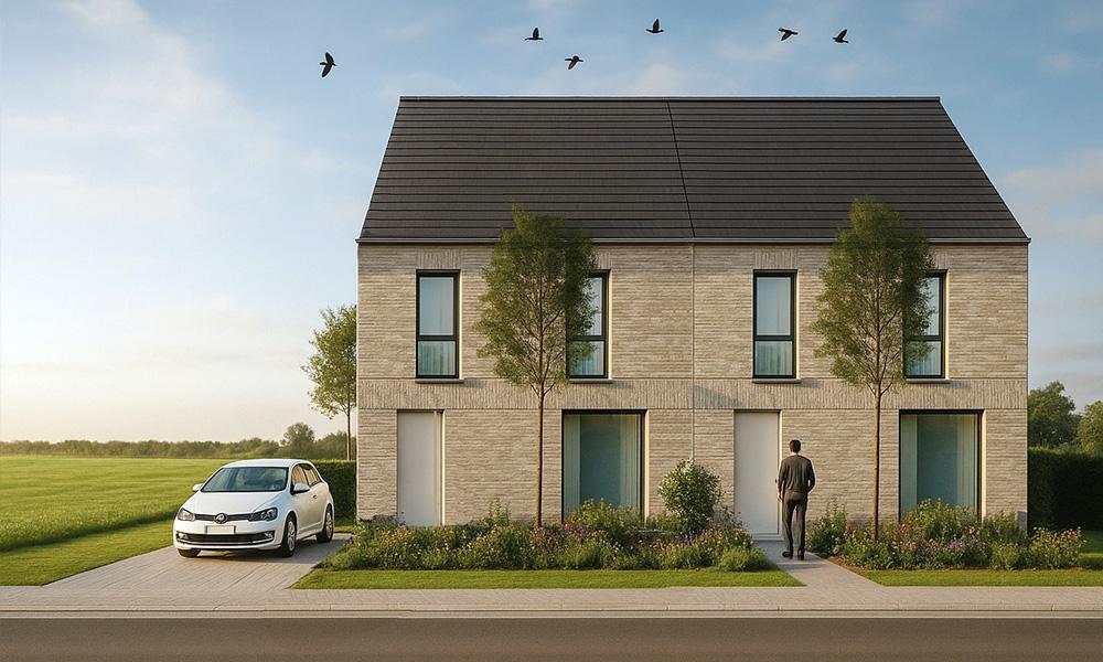 Nieuwbouwproject Mariekerke (2880) - Weertstraat: Halfopen bebouwing