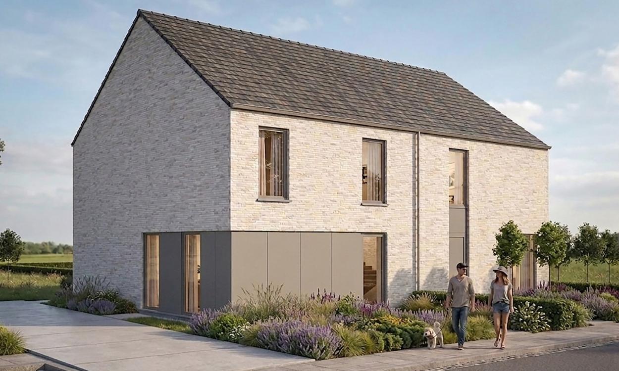 Nieuwbouwproject Hamme (9220) - Vlaslaan: Halfopen bebouwing lot 4